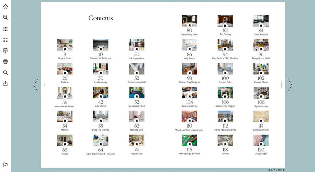 Five Examples of Online Catalogs for Home Furniture Brands 2 rug company online catalog contents Publitas