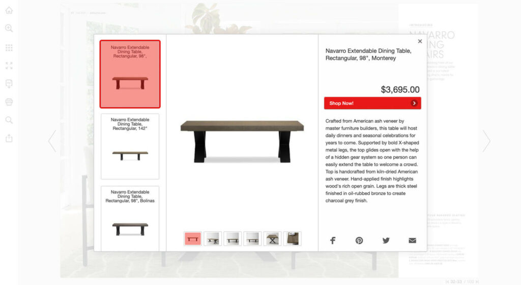 Five Examples of Online Catalogs for Home Furniture Brands 4 A product detail pop-up window within William-Sonoma's catalog.