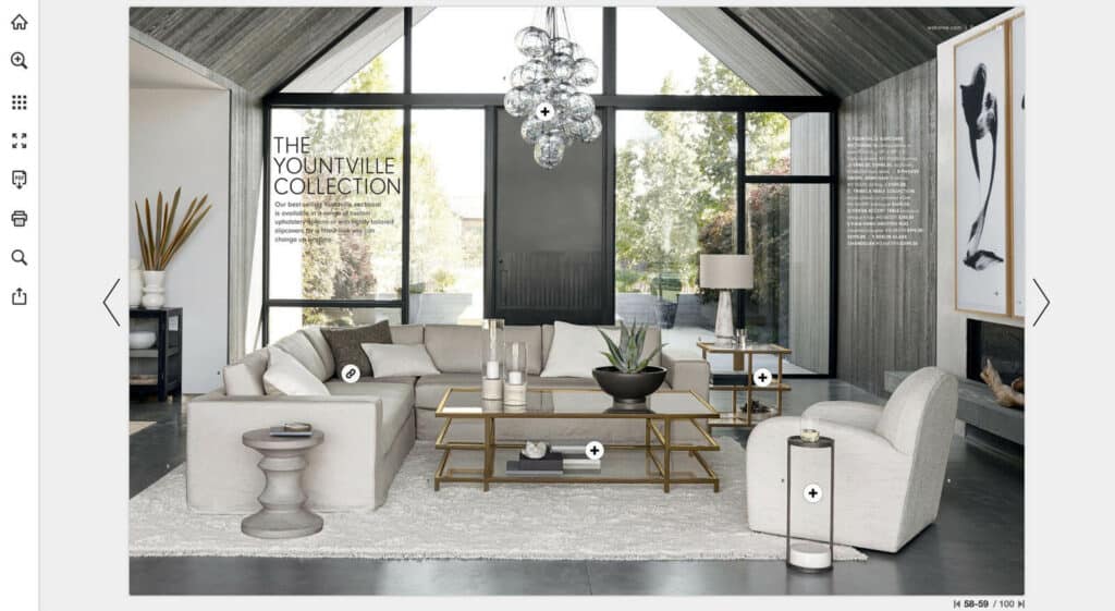 Five Examples of Online Catalogs for Home Furniture Brands 3 A page from William-Sonoma's catalog showing living-room design.