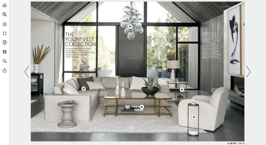 Five Examples of Online Catalogs for Home Furniture Brands 3 A page from William-Sonoma's catalog showing living-room design.