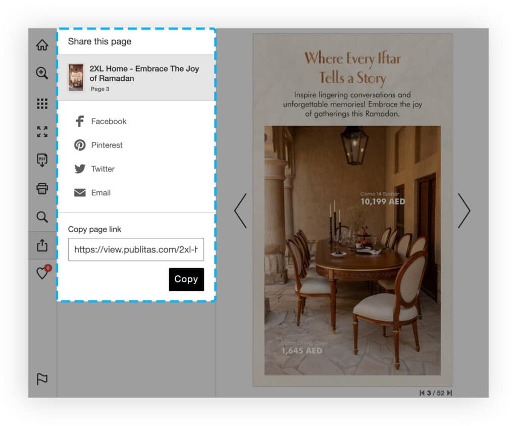 Ramadan Online Catalog Inspiration: Features to Focus On 5 online catalog social share Publitas