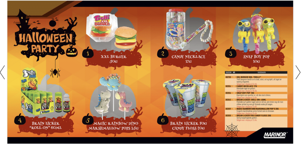Top 5 Best Halloween Sales Trends To Follow In 2024 1 A food and beverage catalog available online showing different sweets for halloween sales