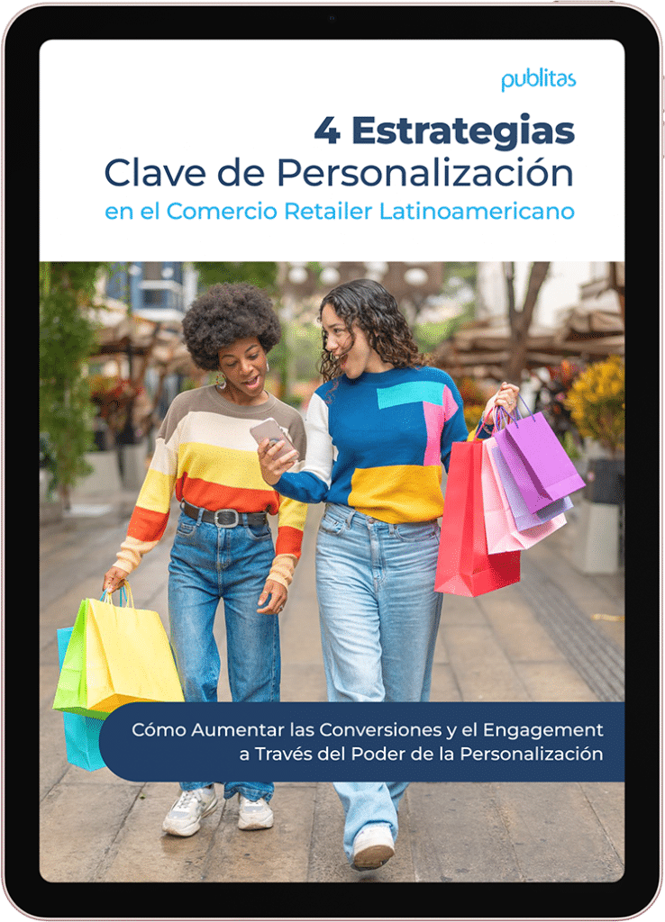 ebook: 4 estrategias clave de personalización latam. Dos mujeres sosteniendo bolsas de compras.