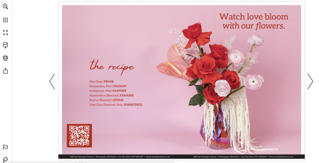 Elevate Your Valentine’s Gift Guide with These Inspiring Examples 3 Image shows a flower arrangement in a vase containing red roses with text that says watch love bloom with our flowers