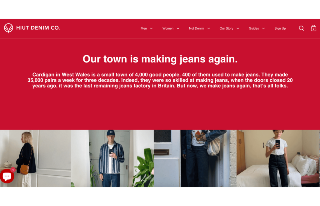 2025’s Top 7 Hottest Shopify Stores and How to Launch Your Own 1 Image shows a website with a red background with people wearing jeans