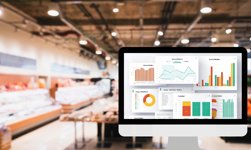 Retailers Risk Losing 5% in Revenue by Keeping Data Silos Intact 1 Image shows a blurred background with a data dashboard on a computer screen