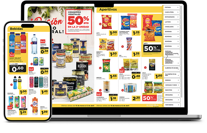 Digital Catalogs Enhance Alimerka’s Sustainable Retail Strategy 4 alimerka digital catalog on phone and laptop Publitas
